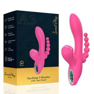 Wibrator z Funkcją Ssania oraz Sondą Analną  Erospace Sweet Play A3